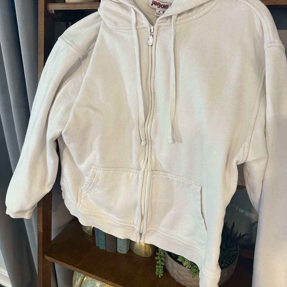 Jansport White Zip-Up Hoodie